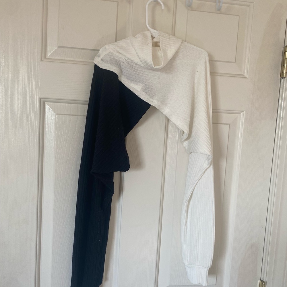 Black and White Asymmetrical over top Sweater